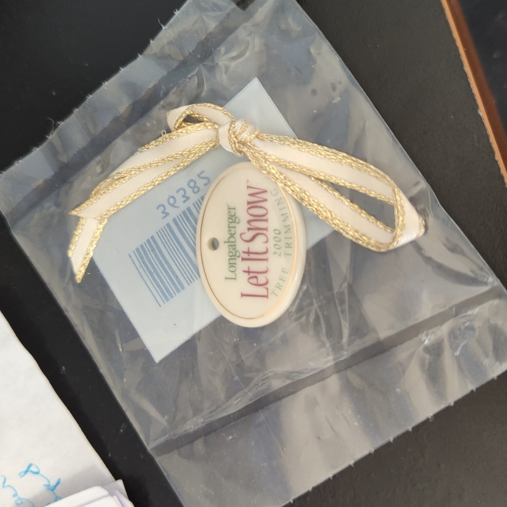 NWT - Longaberger Let It Snow Charm & Ribbon